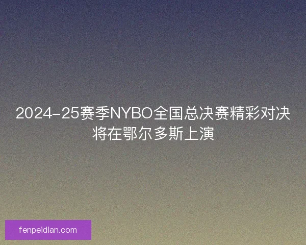 2024-25赛季NYBO全国总决赛精彩对决将在鄂尔多斯上演