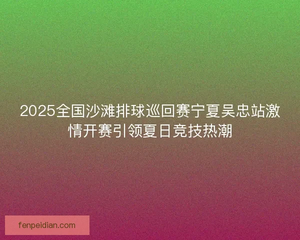 2025全国沙滩排球巡回赛宁夏吴忠站激情开赛引领夏日竞技热潮