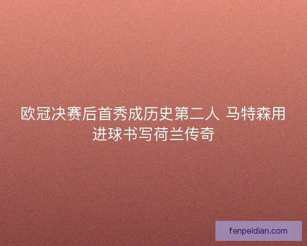 欧冠决赛后首秀成历史第二人 马特森用进球书写荷兰传奇
