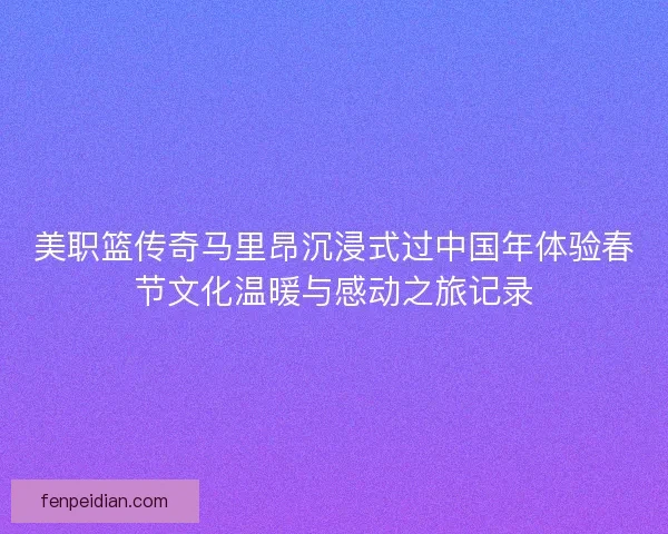 美职篮传奇马里昂沉浸式过中国年体验春节文化温暖与感动之旅记录